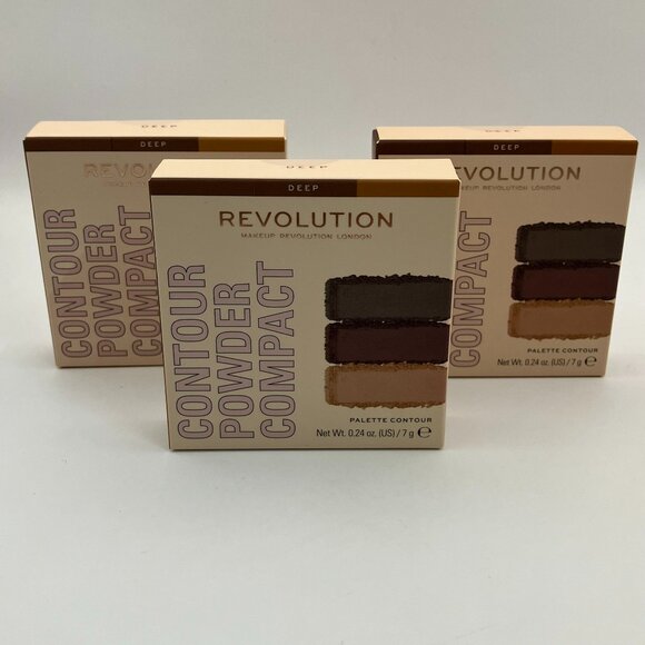 Makeup Revolution Contour Face Powder Compact Deep 0.24 OZ Pack Of 3 Pieces - Picture 1 of 6